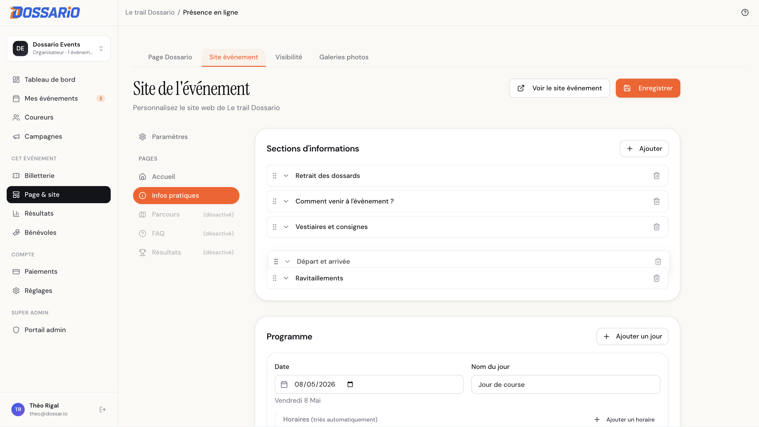 Item en cours de glissement dans la liste